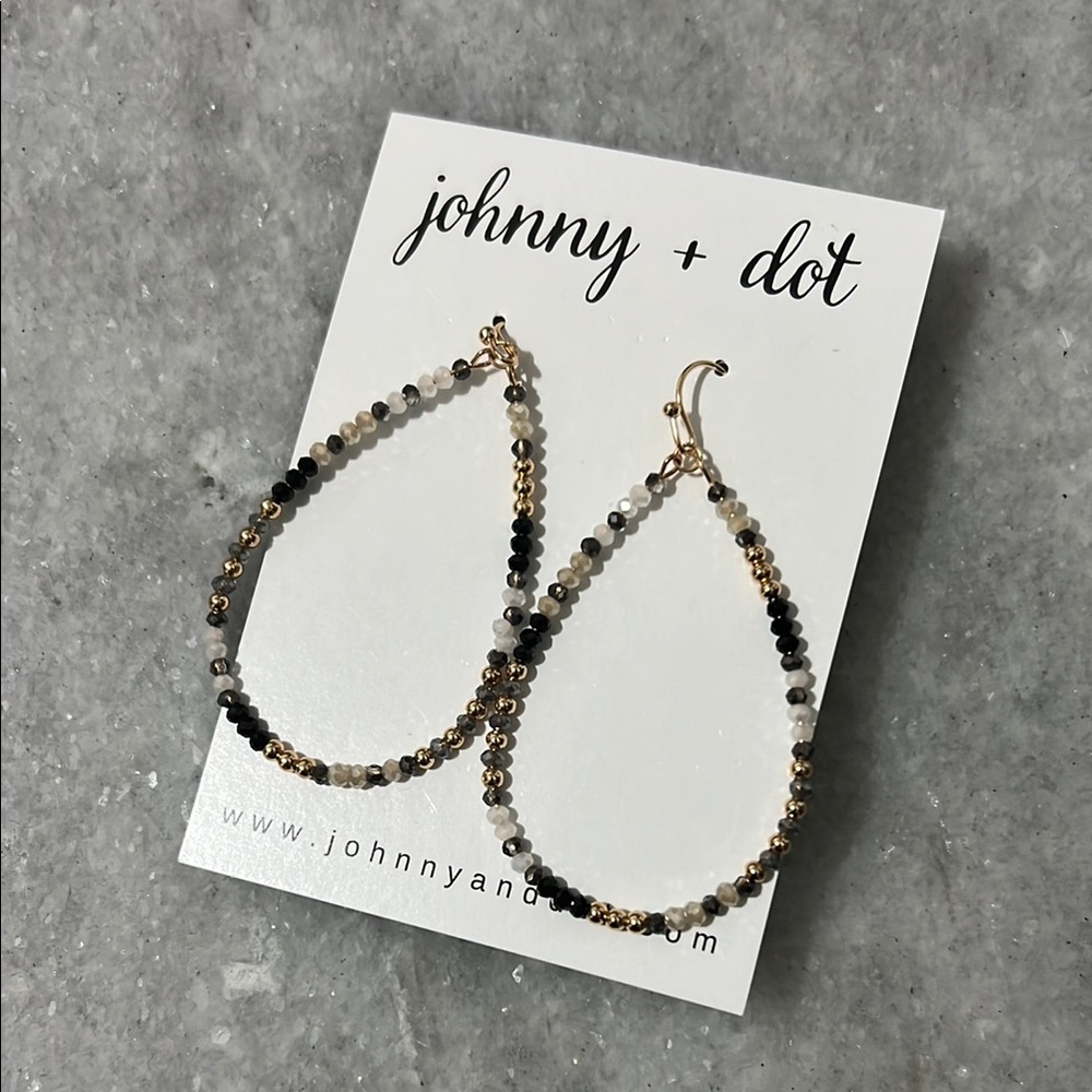 Gold and Black Beaded Earrings - Johnny and Dot